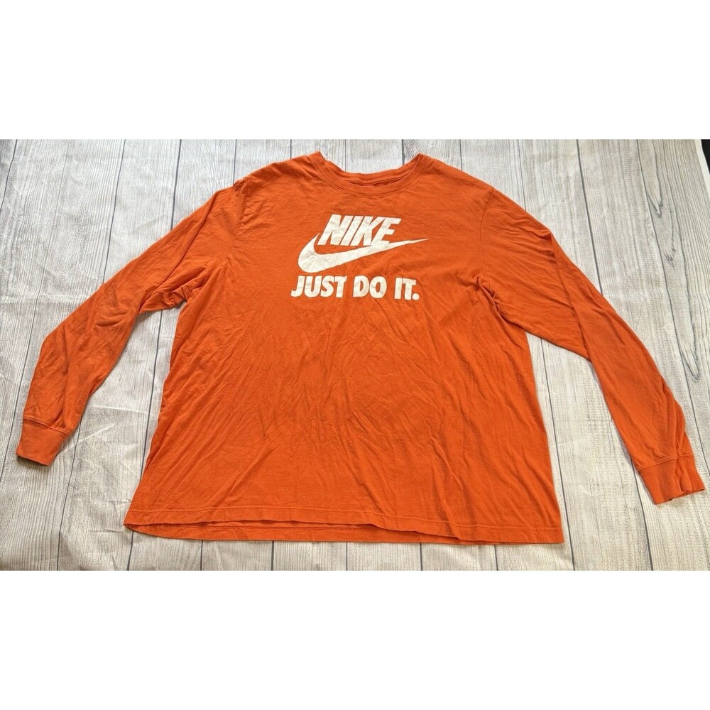 Nike Just Do It Swoosh Long Sleeve T Shirt Size 2XL XXL Orange